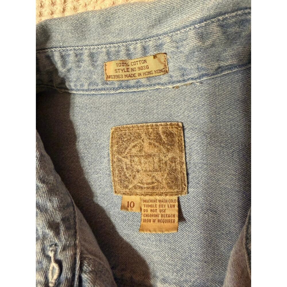 VTG AMI 90s Western Wear Med Wash Denim Short Sleeve Mini Dress Cotton Size 10 - Picture 2 of 15